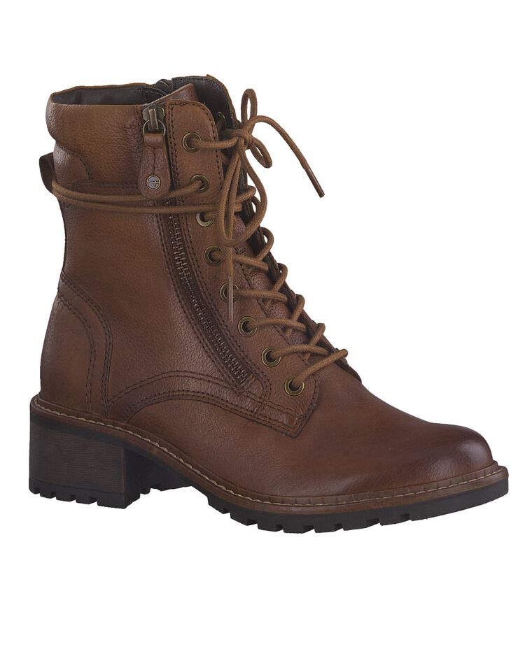 Boots mi-haute cuir marron - largeur confort (marron) Boots mi-haute cuir marron - largeur confort (marron)