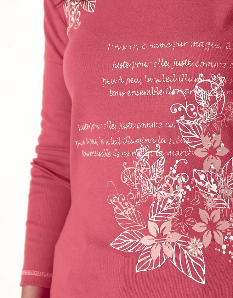 Tee shirt manches longues imprimé fleuri (cerise)