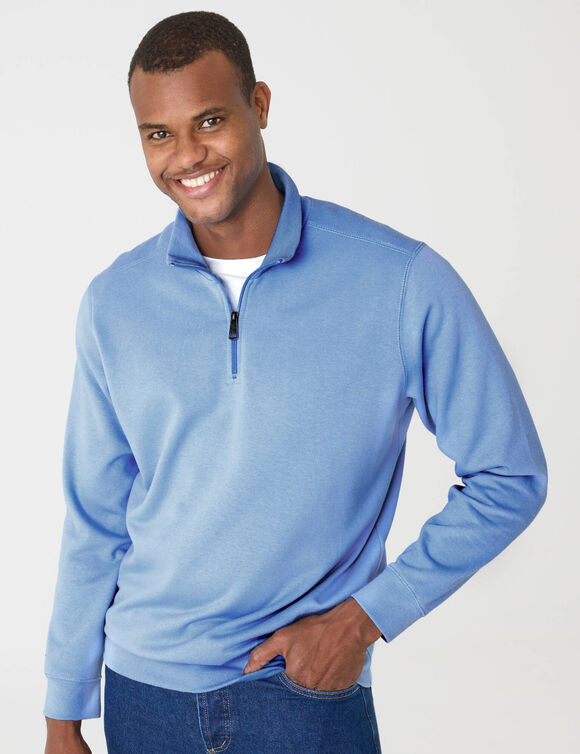 Sweat molleton col camionneur zipp&eacute; (bleu clair)