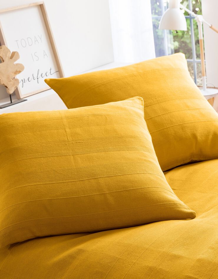 Plaid ou jeté uni coton tissage artisanal (curry) Plaid ou jeté uni coton tissage artisanal (curry)