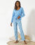 Pantalon de pyjama imprimé fleuri (bleu / écru)