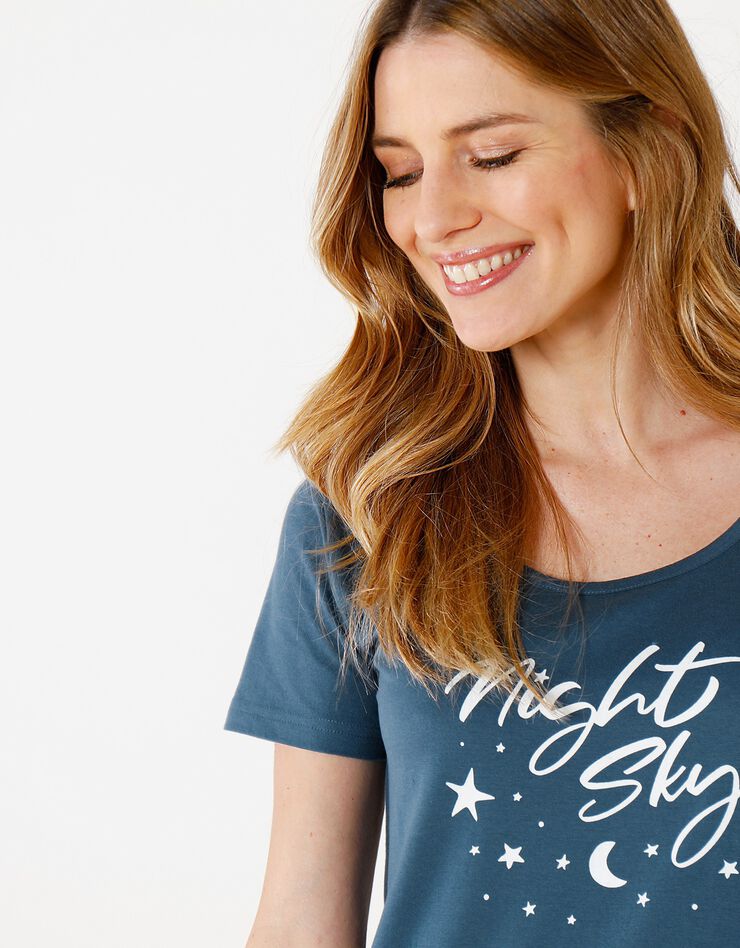 Chemise de nuit courte manches courtes – imprimé night sky (bleu foncé)
