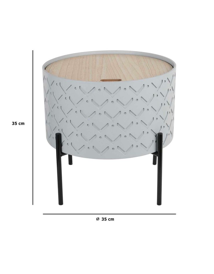 Table d’appoint-coffre avec pieds métal (gris)