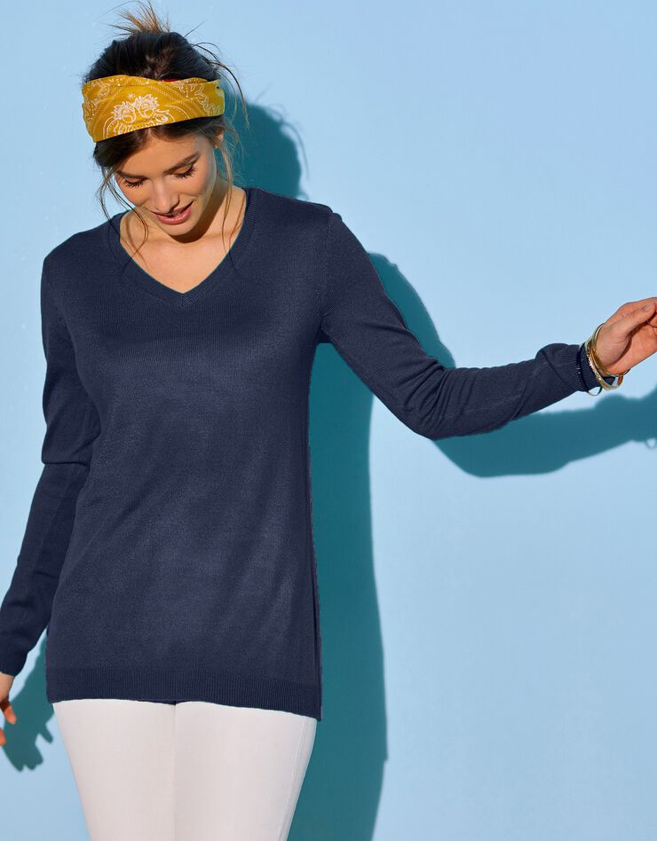Pull col V toucher cachemire (marine) Pull col V toucher cachemire (marine)