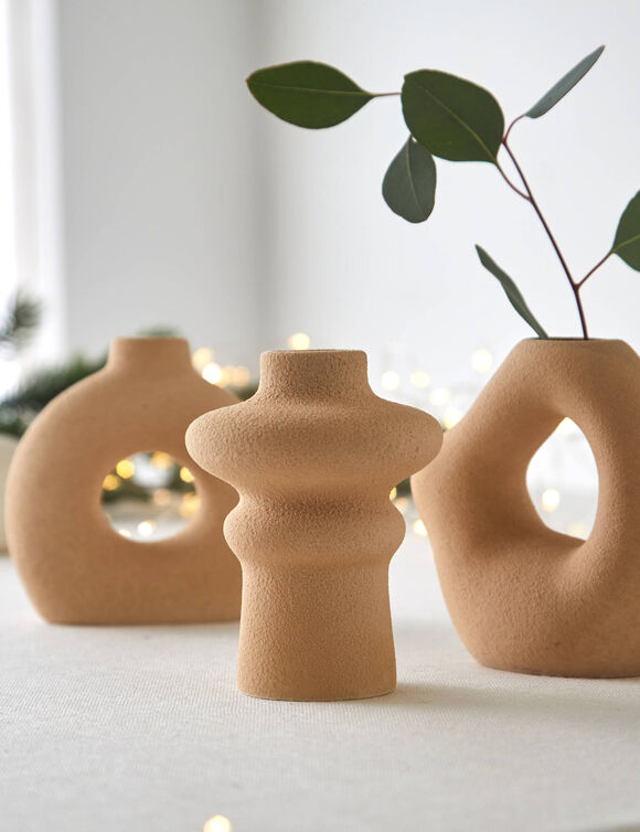 Soliflore style min&eacute;ral textur&eacute; - lot de 3 (sable)