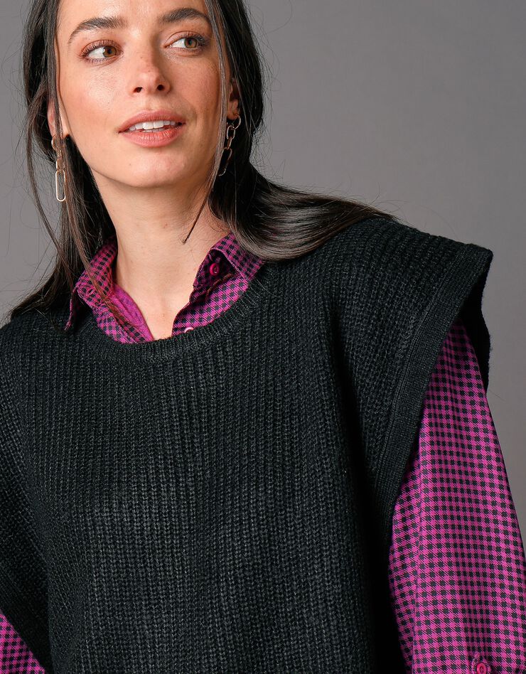 Pull tunique sans manches, maille anglaise toucher mohair (noir) Pull tunique sans manches, maille anglaise toucher mohair (noir)