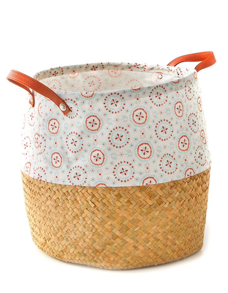 Panier pliable jonc de mer et tissu (jonc/imprimé) Panier pliable jonc de mer et tissu (jonc/imprimé)