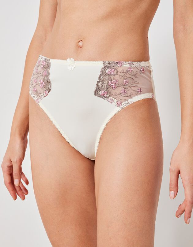 Culotte microfibre tulle brodé Caminata (ivoire)