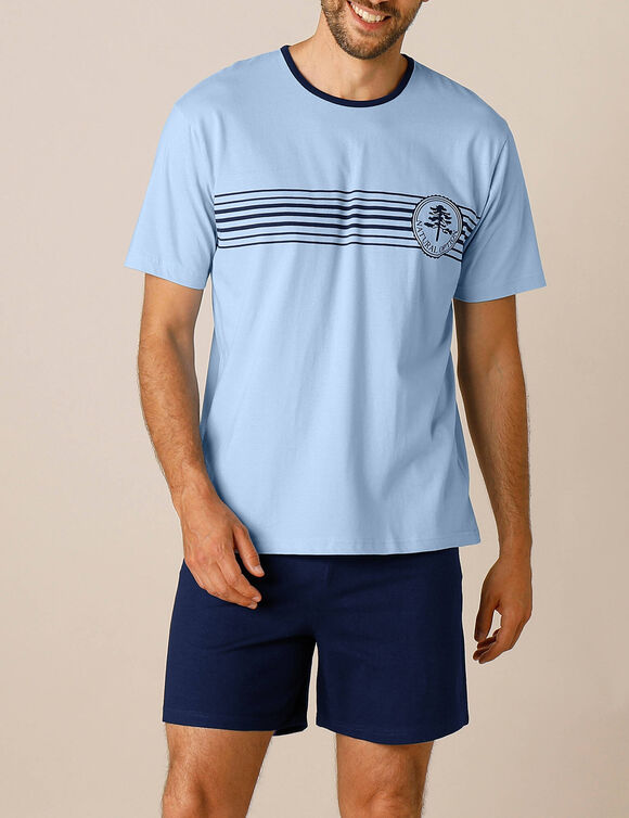 Pyjama short jersey coton manches courtes (bleu / marine)