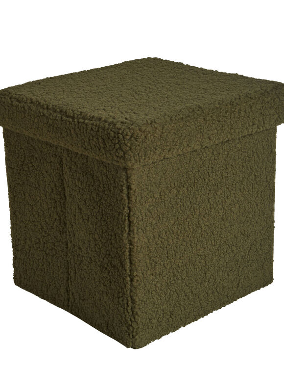 Coffre-pouf pliable, tissu bouclette (kaki)