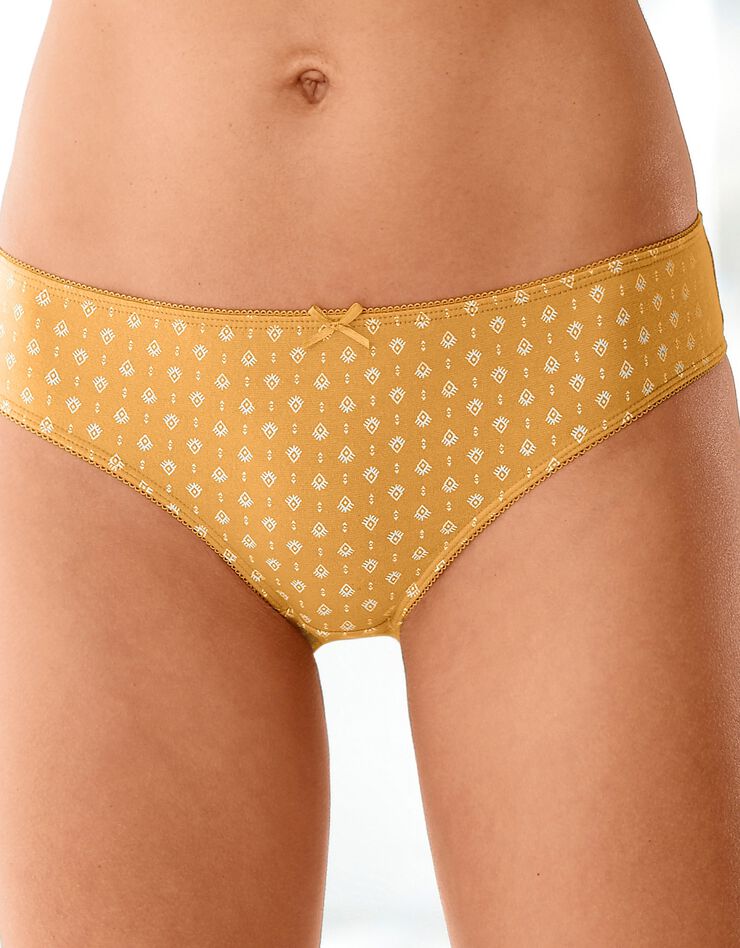 Culotte midi coton imprimé gamme "graphique" - lot de 4 (noir / miel)
