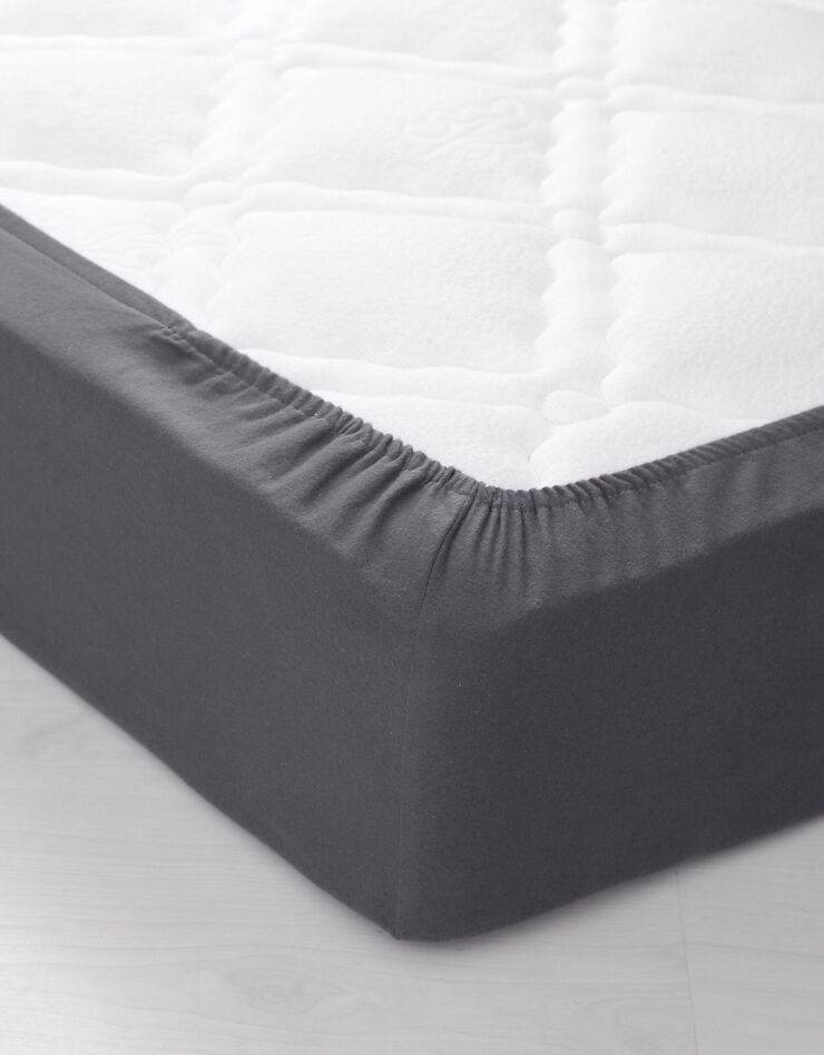 Linge de lit uni flanelle  (anthracite)