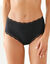 Culotte coton et dentelle stretch forme midi taille haute - lot de 3 (noir)