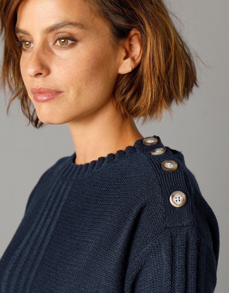 Pull fcol rond maille fantaisie (marine) Pull fcol rond maille fantaisie (marine)
