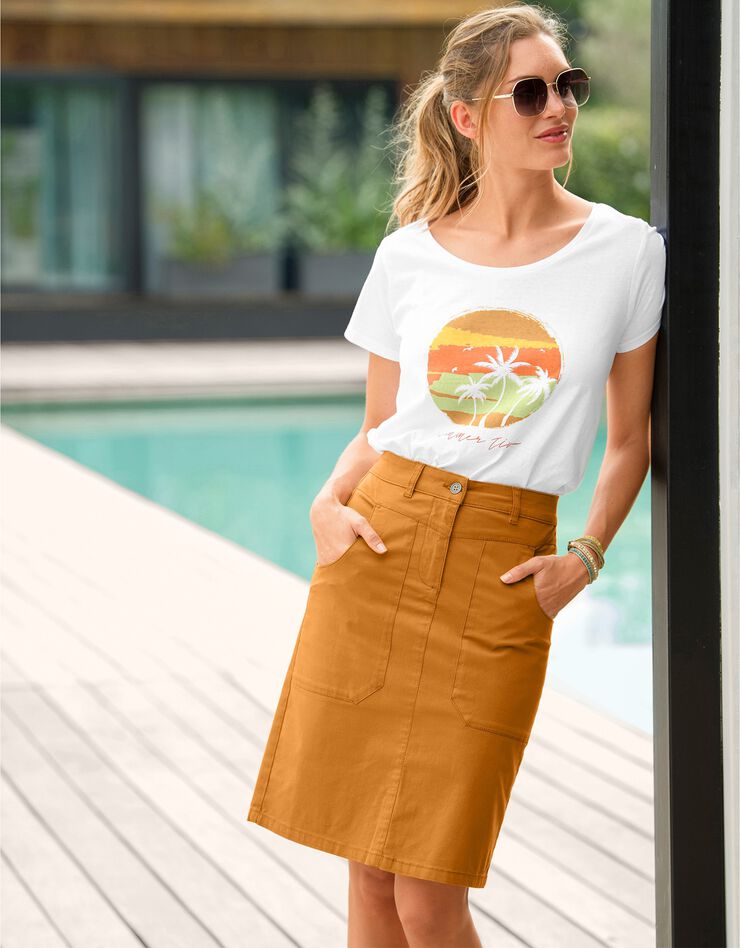 Jupe droite unie, twill (noisette) Jupe droite unie, twill (noisette)