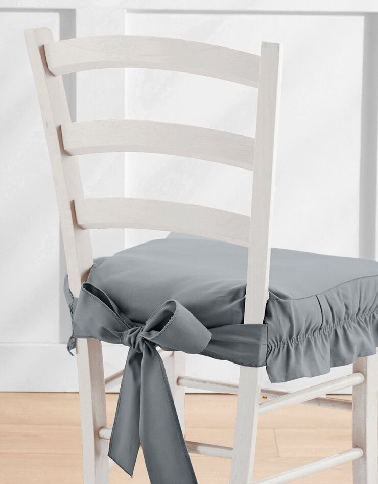 Housse chaise unie volantée coton bachette (gris perle)