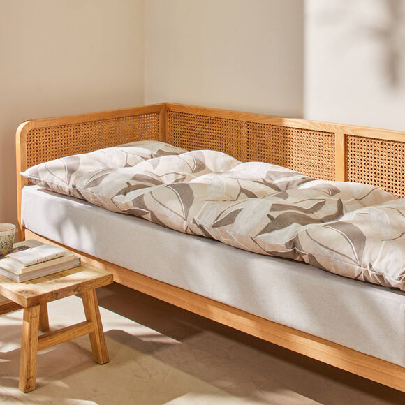 Long coussin de sol imprim&eacute; feuillage (sable)