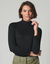 T-shirt col montant, maille gaufr&eacute;e (noir)