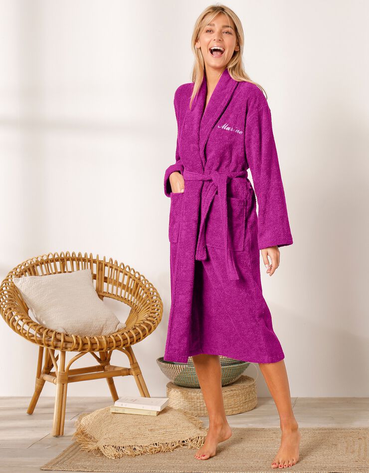 Peignoir mixte adulte éponge bouclette col châle personnalisable (bruyère) Peignoir mixte adulte éponge bouclette col châle personnalisable (bruyère)