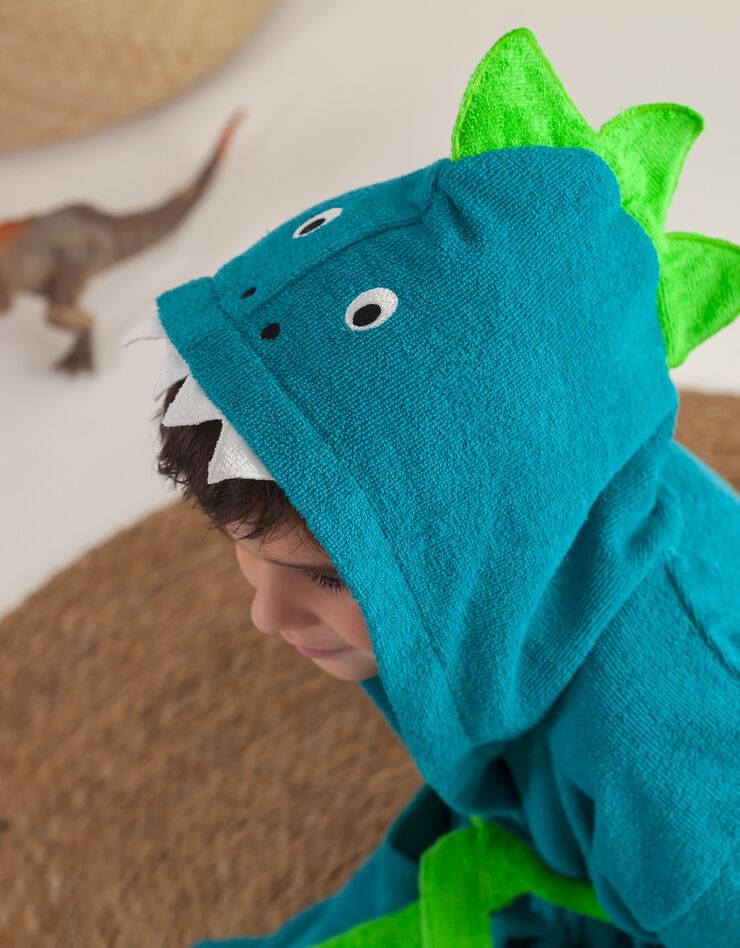 Peignoir de bain personnalisable à capuche dinosaure (vert)