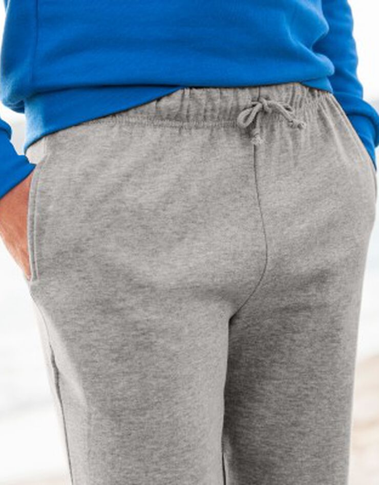 Pantalon jogging molleton bas élastiqué (gris chiné)