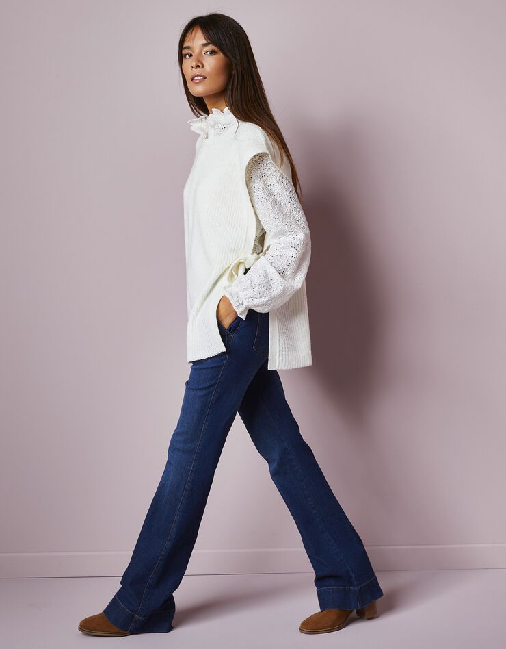 Pull tunique sans manches, maille anglaise toucher mohair (écru) Pull tunique sans manches, maille anglaise toucher mohair (écru)
