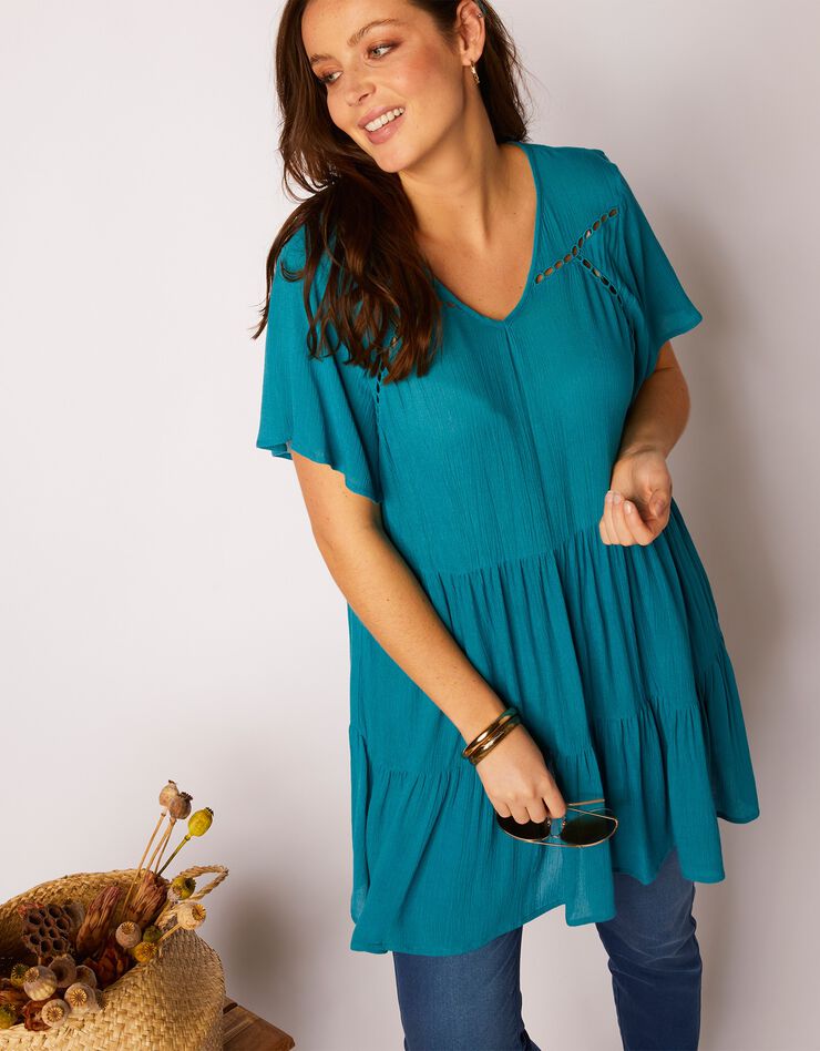 Tunique marches courtes papillon (turquoise) Tunique marches courtes papillon (turquoise)