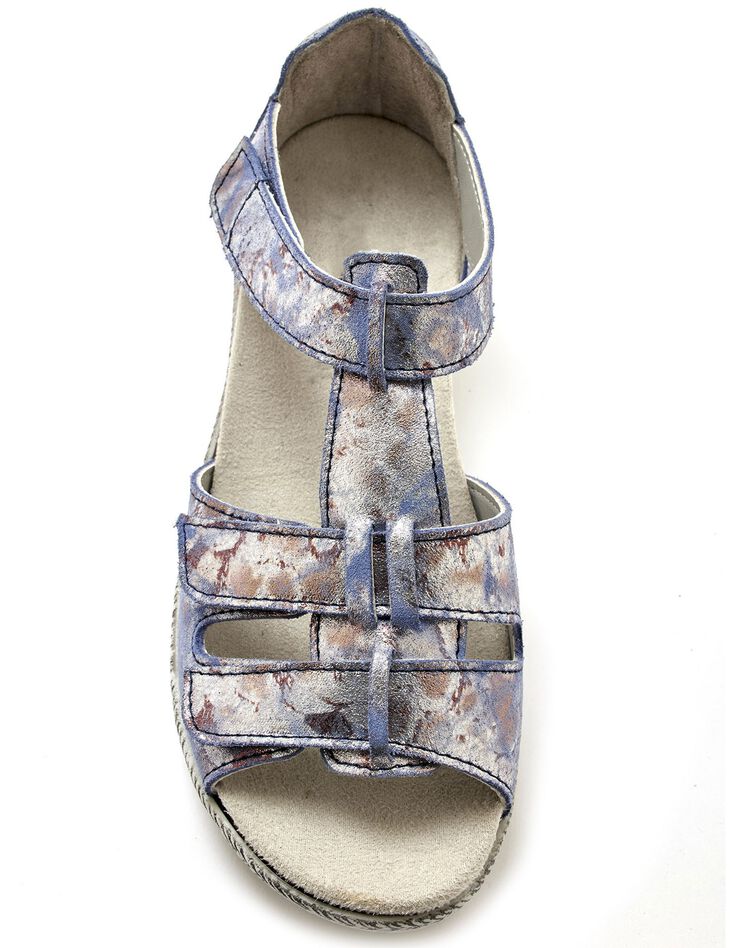 Sandales scratchées en cuir (bleu) Sandales scratchées en cuir (bleu)