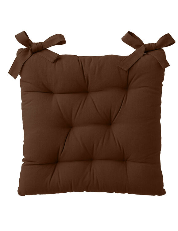 Galette de chaise carr&eacute;e unie coton bachette - lot de 2 (chocolat)