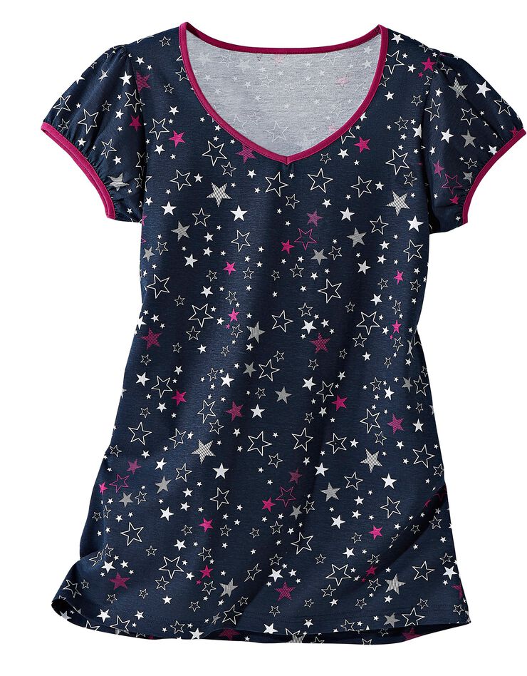Tee-shirt manches courtes imprimé étoiles - jersey coton (marine)
