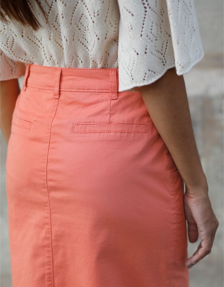 Jupe droite unie, twill (corail) Jupe droite unie, twill (corail)