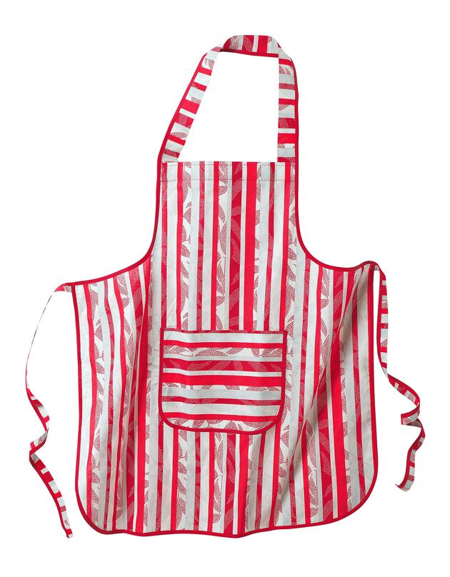 Tablier cuisine rayé forme bavette (rouge)