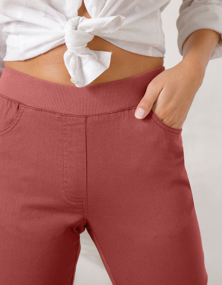 Pantalon droit "ultra confort" taille élastiquée (terracotta)