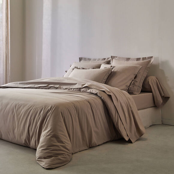 Linge de lit uni - percale de coton 72 fils/cm&sup2; (gr&egrave;ge)