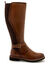 Bottes en cuir zippées et élastiquées, largeur confort (marron)