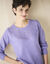 Pull col rond maille ajourée, toucher doux (parme)