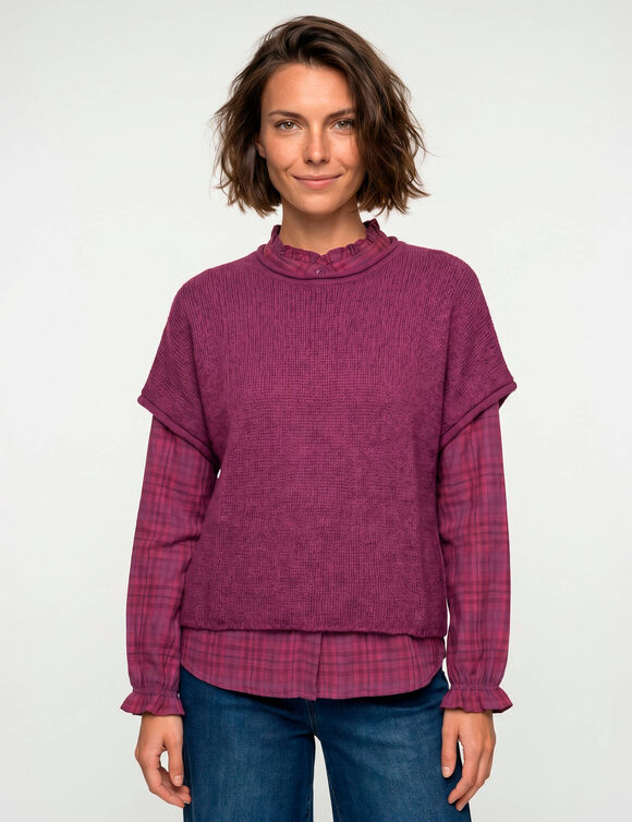 Pull poncho manches coude (violine)