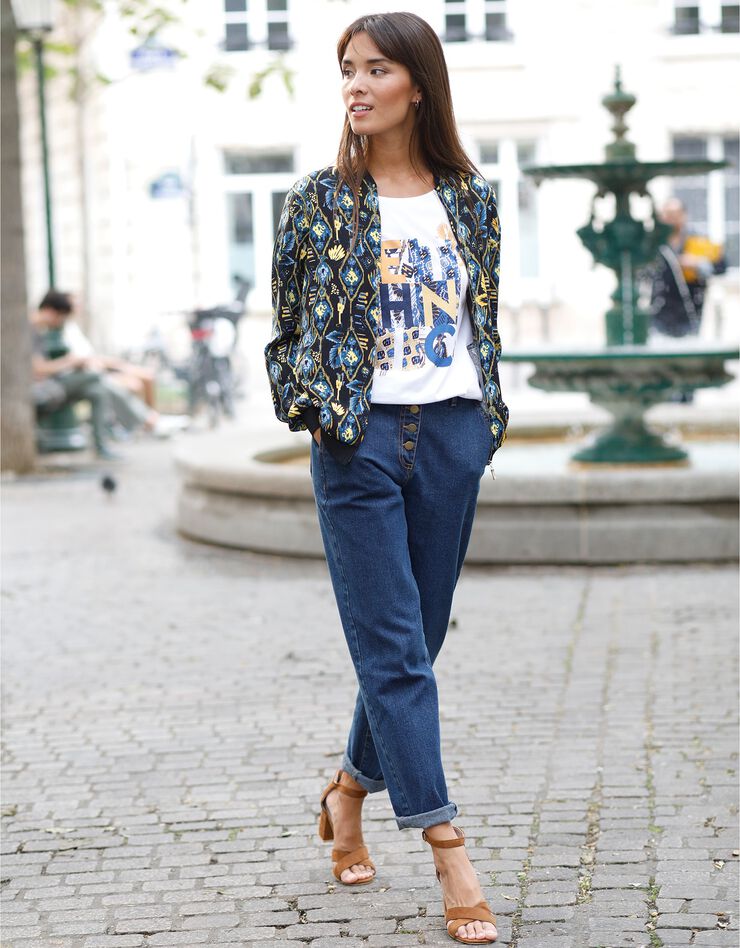 Jean mom boutonné (stone)