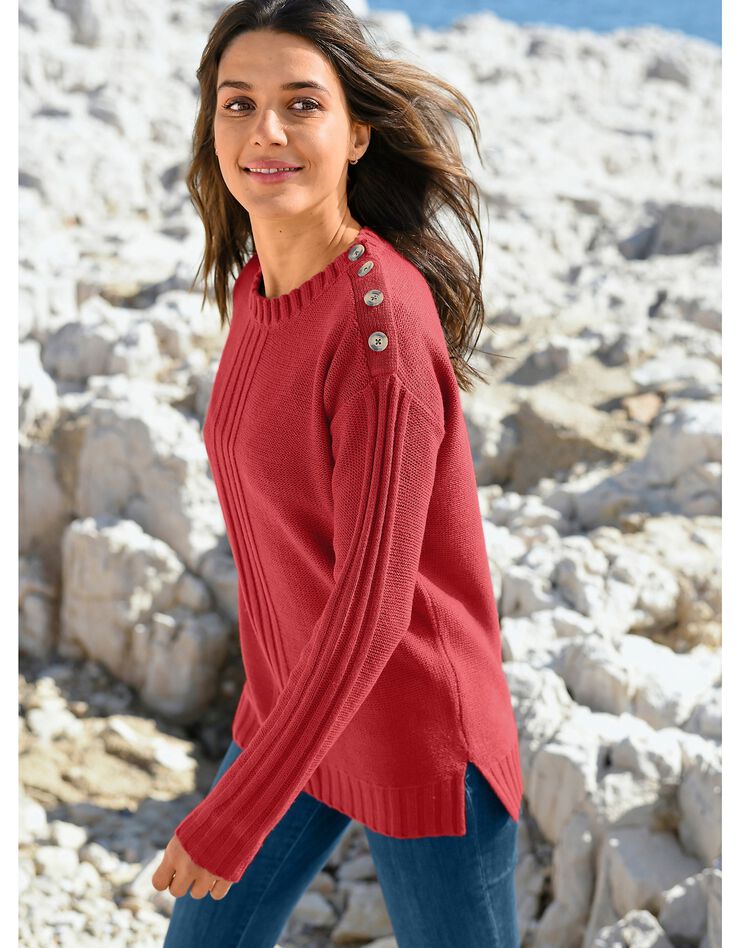 Pull fcol rond maille fantaisie (paprika) Pull fcol rond maille fantaisie (paprika)