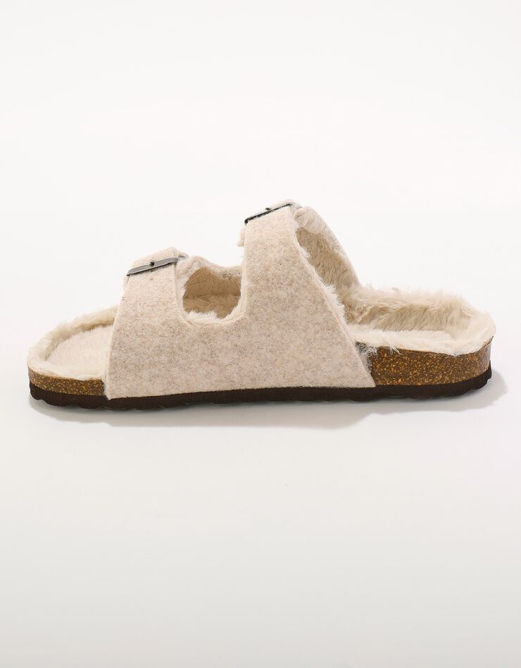 Mules fourrées à boucles (beige) Mules fourrées à boucles (beige)