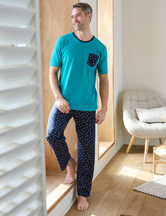 Pyjama imprimé manches courtes (lagon)