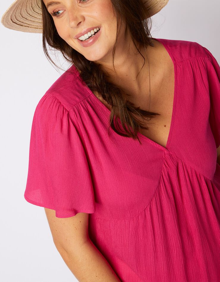 Blouse manches courtes papillon (rose) Blouse manches courtes papillon (rose)