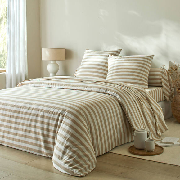 Linge de lit Romy rayé - en coton (beige)