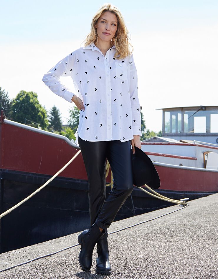 Chemise liquette longue imprimée (écru / noir) Chemise liquette longue imprimée (écru / noir)
