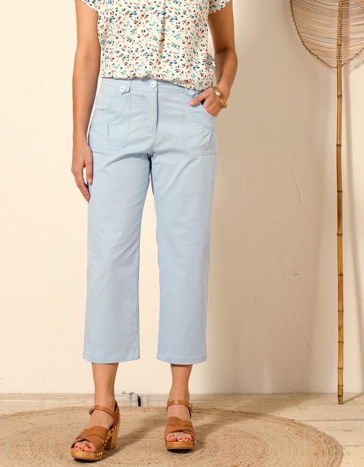 Pantacourt droit stretch (bleu grisé) Pantacourt droit stretch (bleu grisé)