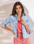 Veste boutonn&eacute;e en jean (bleached)