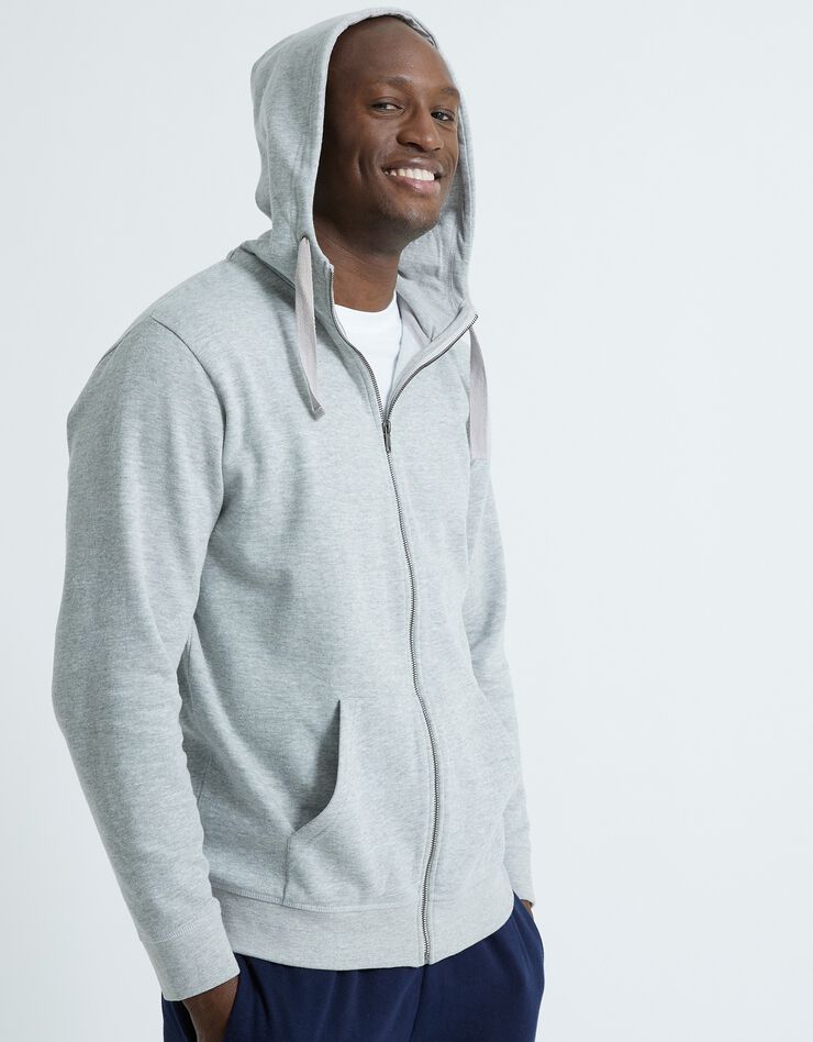 Sweat molleton zippé à capuche (gris chiné) Sweat molleton zippé à capuche (gris chiné)