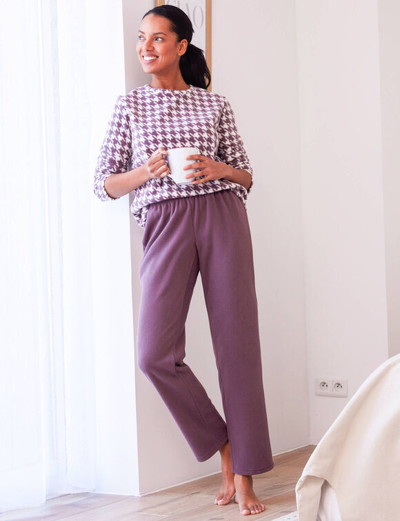 Pyjama polaire imprimé pied de coq (taupe foncé)
