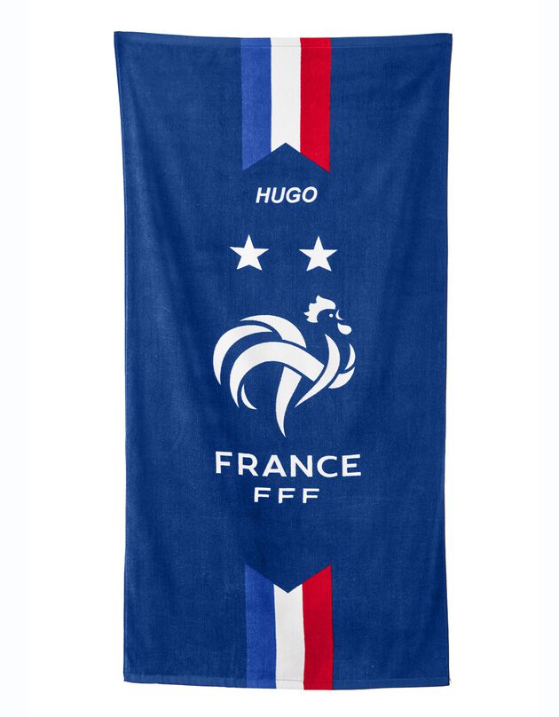Drap de bain "FFF 2 étoiles®" personnalisable (bleu)