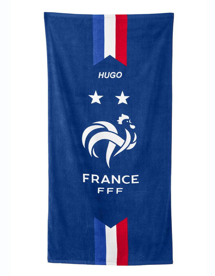 Drap de bain "FFF 2 étoiles®" personnalisable (bleu)